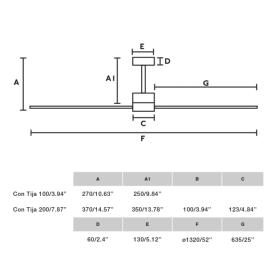 Ventilador AMELIA Blanco FARO - Motor DC - sin luz Ø132cm
