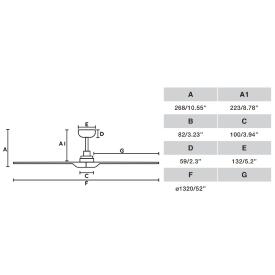 Ventilador HEYWOOD Blanco FARO - Motor DC - sin luz Ø132cm.