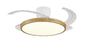 Ventilador Retractil Melody-S Blanco madera con base P&B - Motor DC. 41-92cmØ.