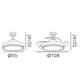 Ventilador Bayomo Blanco Fabrilamp - 4 aspas Motor DC Ø108cm