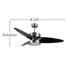 Ventilador Cross Negro Envejecido Fabrilamp - Motor DC Ø132cm