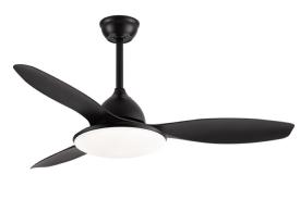 Ventilador Yael Negro Fabrilamp - Motor DC, luz LED Ø122cm