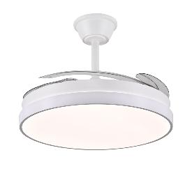 Ventilador Retractil FIONA-L Blanco P&B - Motor DC. luz LED. 50-108cmØ.