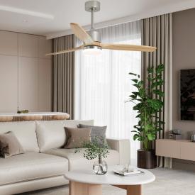 Ventilador de techo ALEMAR Madeira Niquel/Madera clara Luz LED Ø132 cm