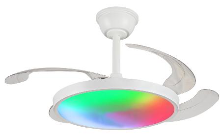 Ventilador Retractil Melody-S Blanco RGB P&B - Motor DC. 41-92cmØ.