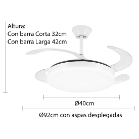 Ventilador aspas retractiles Isabella Niquel P&B - Motor DC. 92cmØ.