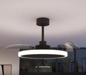 Ventilador retractil Zioneled Platon negro luz LED 107 cm