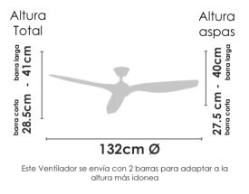 Ventilador Delfos Oro Envejecido Fabrilamp - Motor DC Ø132cm