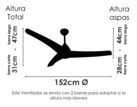 Ventilador NACAI pino SUNACA - Motor DC. luz LED 152cmØ.