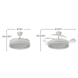 Ventilador Cerrato Fabrilamp Niquel - Motor DC Ø49-107cm