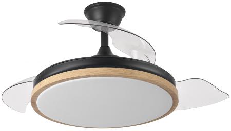 Ventilador EVROS Negro-Madera Fabrilamp - Motor DC Ø50-107cm
