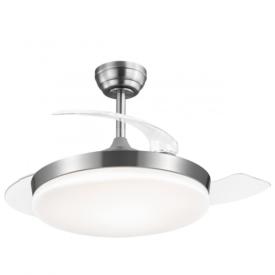Ventilador retractil ALEMAR Malta Niquel Luz LED Ø50-107 cm