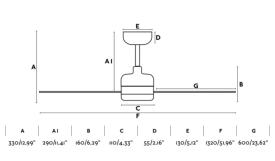 Ventilador Nu FARO - motor DC. Sin luz 132cm. Ø