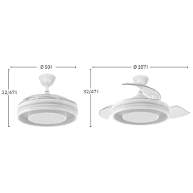 Ventilador Pitufo RGB Fabrilamp Blanco - Motor DC Ø107cm