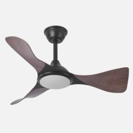 Ventilador Caiman Negro Roble Fabrilamp - Motor DC. 89cm Ø. Luz LED