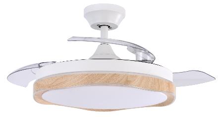 Ventilador Blondi Blanco Madera Fabrilamp - Motor DC Ø107cm