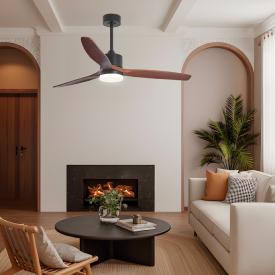 Ventilador de techo ALEMAR Madeira Negro/Madera oscura Luz LED Ø132 cm