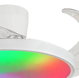 Ventilador Retractil Melody-L Blanco RGB con base PB - Motor DC. 48-108cmØ.