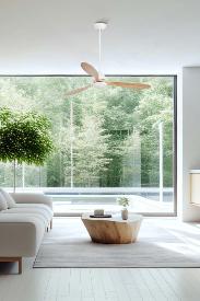 Ventilador POROS FARO Blanco pino - Luz LED Ø132cm