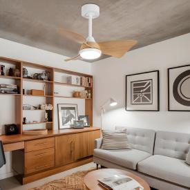 Ventilador de techo ALEMAR Tauro Blanco/Madera clara Luz LED Ø76 cm