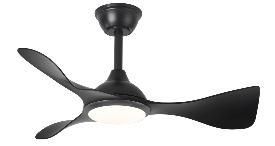 Ventilador Caiman Negro Fabrilamp - Motor DC. 89cm Ø. Luz LED