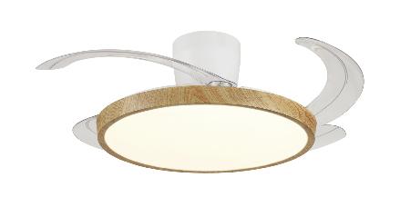 Ventilador Retractil Melody-S Blanco madera con base P&B - Motor DC. 41-92cmØ.