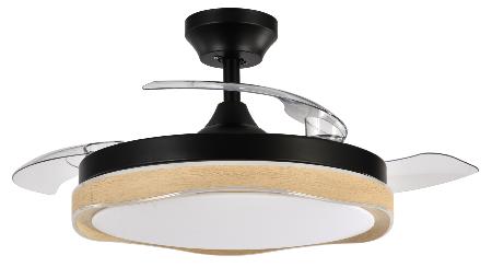 Ventilador Blondi Negro Madera Fabrilamp - Motor DC Ø107cm