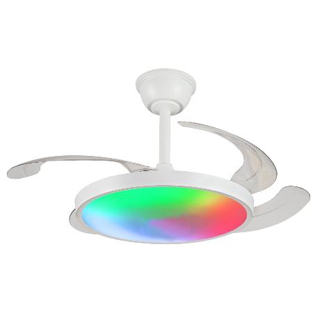 Ventilador Retractil Melody-S Blanco RGB P&B - Motor DC. 41-92cmØ.