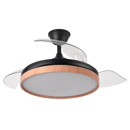 Ventilador EVROS Negro-Madera Fabrilamp - Motor DC Ø107cm