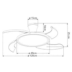 Ventilador retractil ALEMAR Qatar Madera clara Luz LED Ø49-120 cm