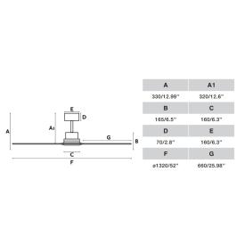 Ventilador LANTAU L FARO niquel/nogal - Sin luz Ø132cm.