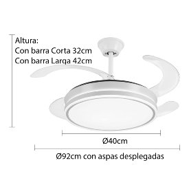 Ventilador retractil Ambra P&B Niquel - Motor DC. 40-92cmØ.