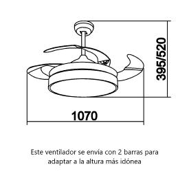 Ventilador MDC - Pisa Negro aspas retractiles 107cm.Ø