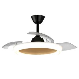 Ventilador retractil Zioneled Magno negro madera luz LED 50-107 cm