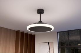 Ventilador retractil Zioneled Platon negro luz LED 107 cm