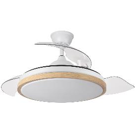 Ventilador EVROS Blanco-Madera Fabrilamp - Motor DC Ø50-107cm