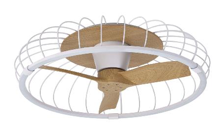 Ventilador NATURE Blanco/Haya - Mantra. Luz LED Ø79cm