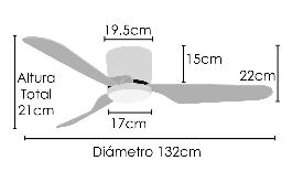 Ventilador MINA Niquel SUNACA - Motor DC. luz LED 132cm Ø.