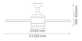 Ventilador BALOO niquel SULION - Luz LED. 132cm Ø. 