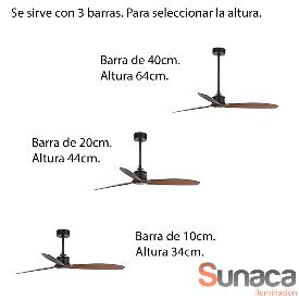 Ventilador Justfan Negro Faro + Kit de luz 128cm.Ø