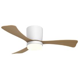 Ventilador de techo ALEMAR Kent Blanco/Madera clara Luz LED Ø107 cm