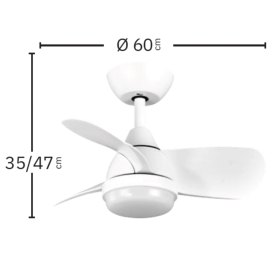 Ventilador PIRDO Cuero Fabrilamp - Motor DC. 60cm Ø. Luz LED