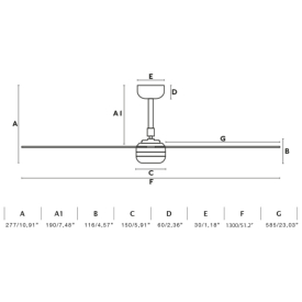 Ventilador PUNT FARO Negro con luz LED 130cm.Ø