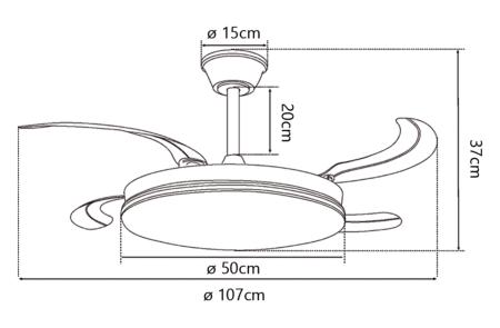 medidas de ventilador Creta ALEMAR Ref 16026