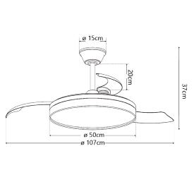 Ventilador retractil ALEMAR Samana Blanco Café Luz LED Ø50-107 cm