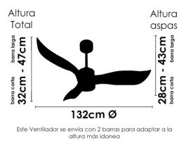 Ventilador MINI VOLTA SUNACA - Motor DC. luz LED. 107cm Ø.