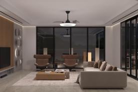 Ventilador retractil Zioneled Magno negro luz LED 50-107 cm