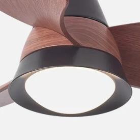 Ventilador Jaguar Negro Roble Fabrilamp - Motor DC. 96cm Ø. Luz LED