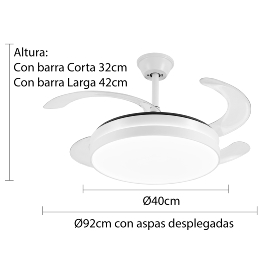 Ventilador retractil Mina Blanco P&B - Motor DC. 40-92cmØ.
