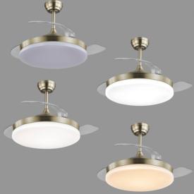 Ventilador retractil ALEMAR Malta Mini Cuero Luz LED Ø40-91 cm